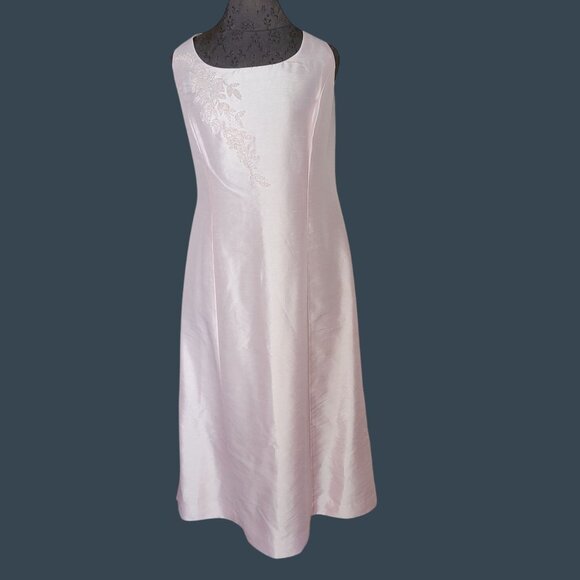 Talbots Womens Pink Sleeveless Embroidered Evening Dress Size 14 - Picture 1 of 7
